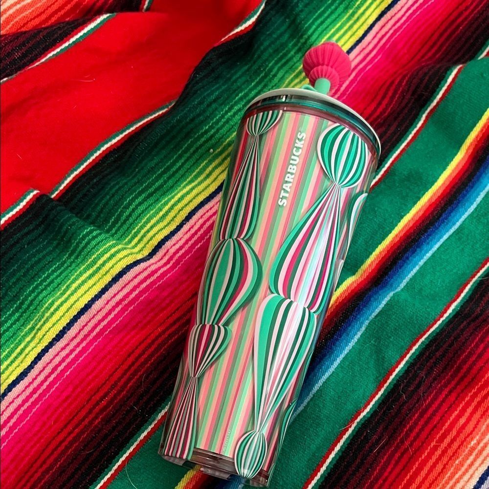 New Starbucks Holiday Tumbler 2024, Silicone Straw Topper, Red, Green, Pink